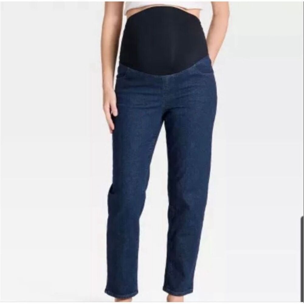 🌸 Ingrid & Isabel 80’s Slim Maternity Over Belly Jeans Size 10 New